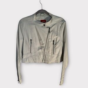 Vegan Leather Cropped Biker Jacket